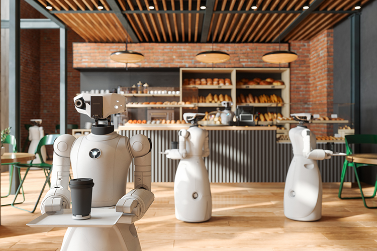 AI bots working in a restaurant